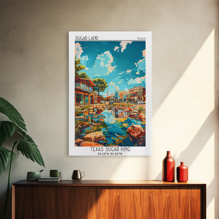 Sugar Land Travel Poster, Canvas Print, Retro Travel Poster, City Wall Art, City Art Print, Art Print, Landscape Art, Travel Posters
