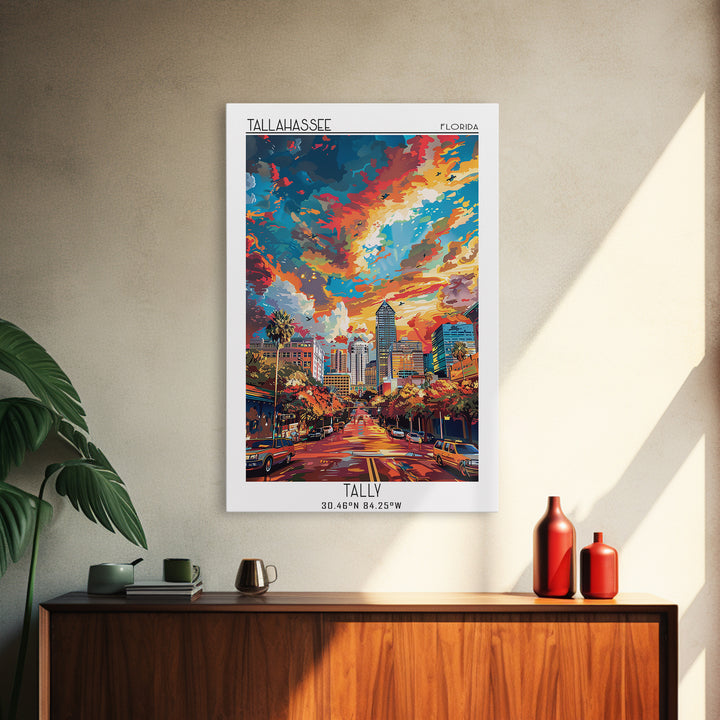 Tallahassee Travel Poster, Framed Canvas Print, City Art Print, Travel Wall Art, Modern Wall Decor, Travel Print, City Travel Poster