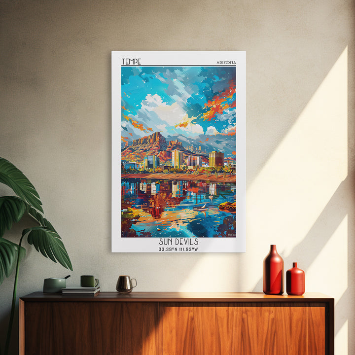 Tempe Travel Poster, Canvas Print, Retro Wall Art, Travel Print, City Illustration, Vintage Poster, Poster Art, Mid Century Wall Art