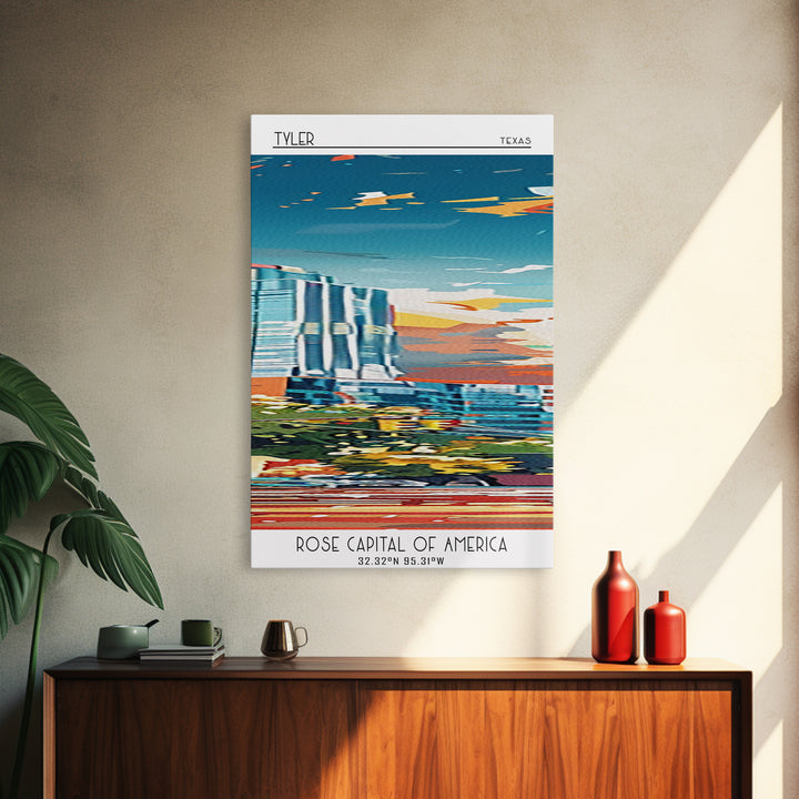 Tyler Travel Poster, Framed Canvas Print, Travel Prints, Landscape Art, Art Print, Minimalist Poster, Vintage Poster, Travel Posters