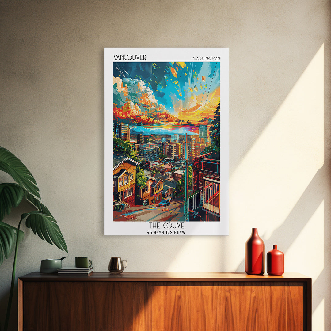 Vancouver Travel Poster, Framed Canvas Print, City Art Print, Travel Wall Art, Minimalist Poster, Vintage Poster, Retro Travel Print