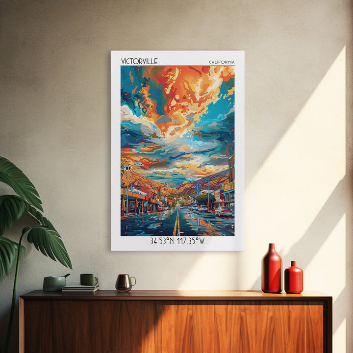 Victorville Travel Poster, Framed Canvas Print, Travel Art Print, Modern Wall Decor, City Wall Art, City Travel Poster, Travel Print