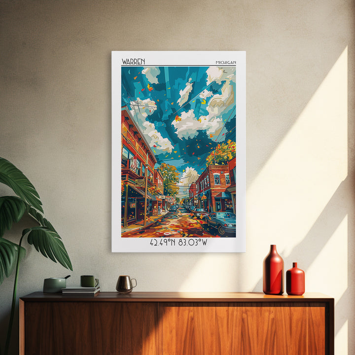 Warren Travel Poster, Framed Canvas Print, Travel Wall Decor, Minimalist Poster, Travel Posters, City Wall Art, Living Room Wall Art