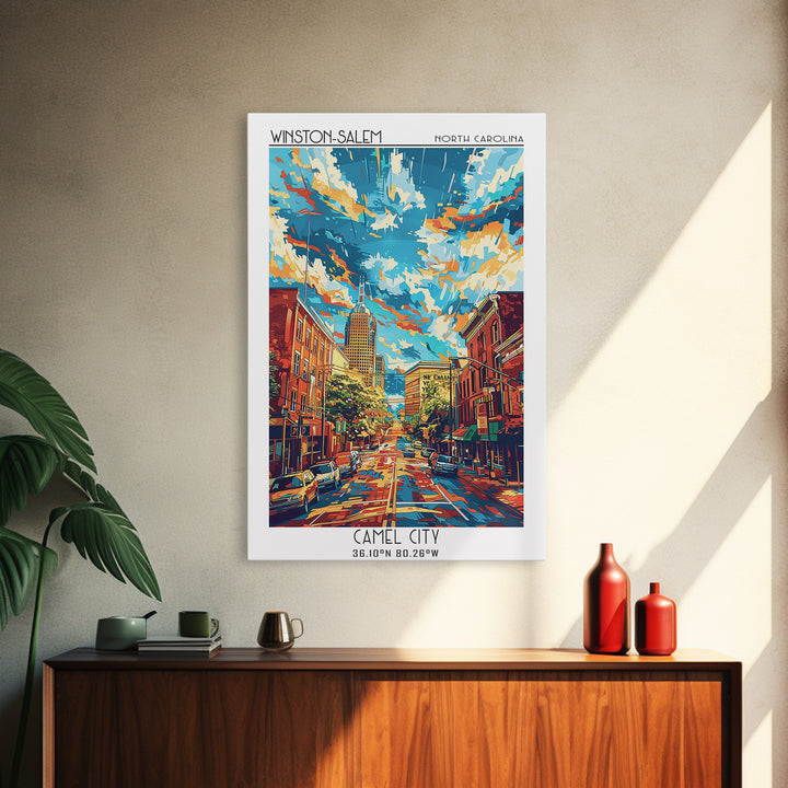 Winston-Salem Travel Poster, Canvas Print, Travel Wall Decor, Minimalist Poster, Travel Prints, Retro Travel Print, Gallery Wall Set