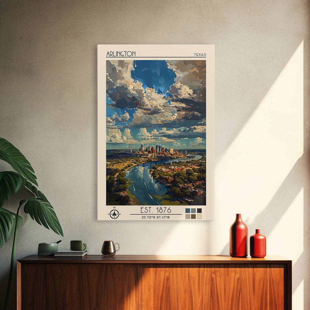 Arlington Travel Poster, Framed Canvas Print, City Travel Poster, Vintage City Poster, Fine Art Print, Travel Prints, Travel Posters
