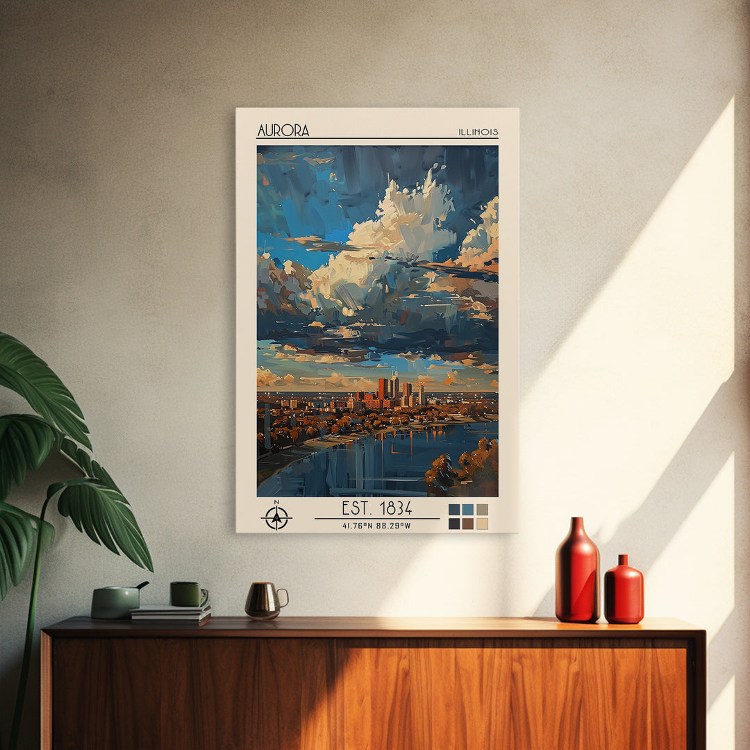 Aurora Illinois Travel Poster, Canvas Print, Poster Print, Travel Wall Art, Vintage Posters, City Travel Poster, Retro Travel Poster