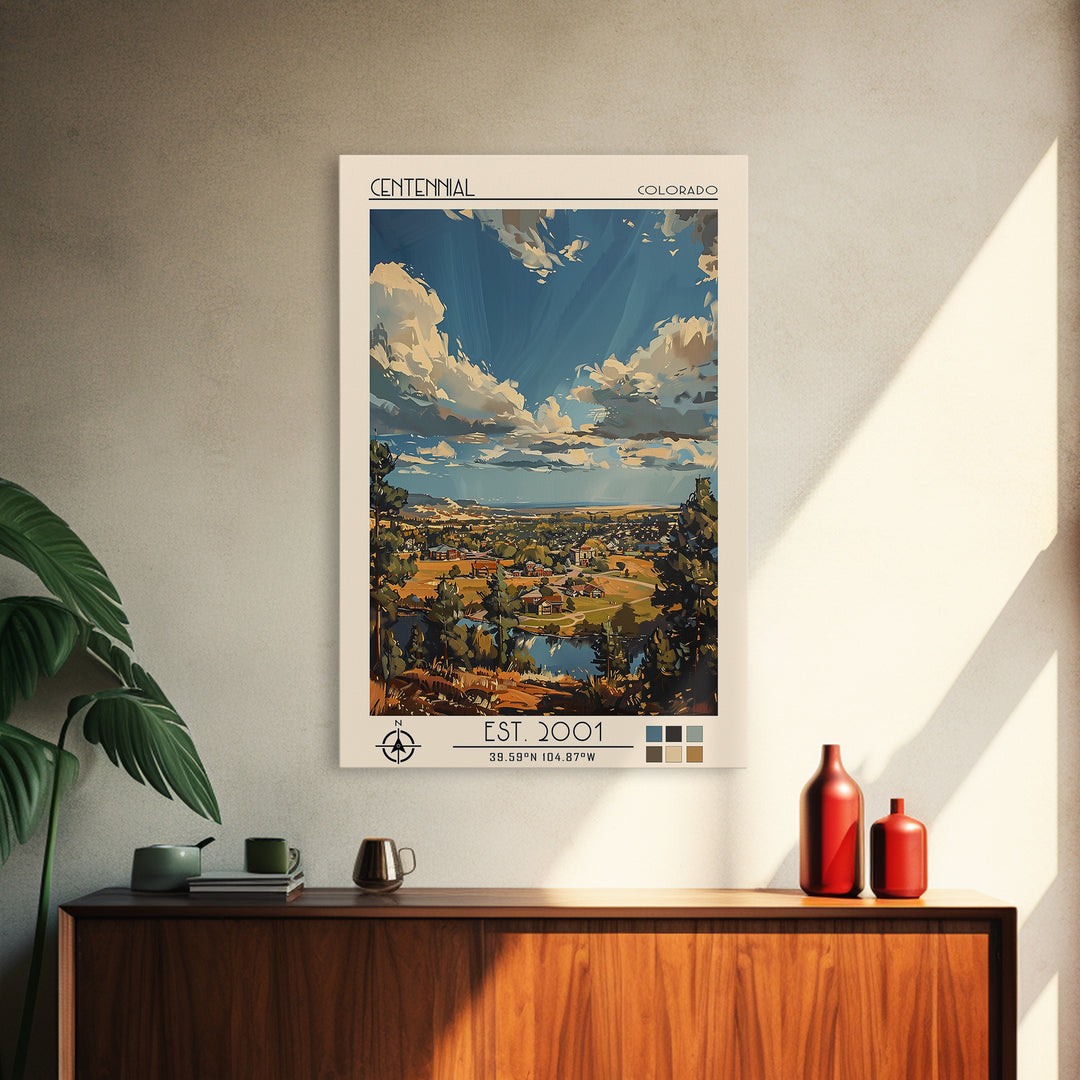 Centennial Travel Poster, Canvas Print, City Travel Poster, Vintage City Poster, Living Room Wall Art, Poster Print, Vintage Posters