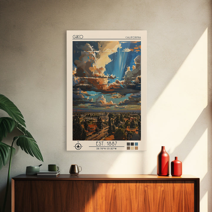Chico Travel Poster, Canvas Print, City Travel Poster, Travel Wall Decor, City Wall Art, Modern Wall Decor, Wall Art, City Art Print