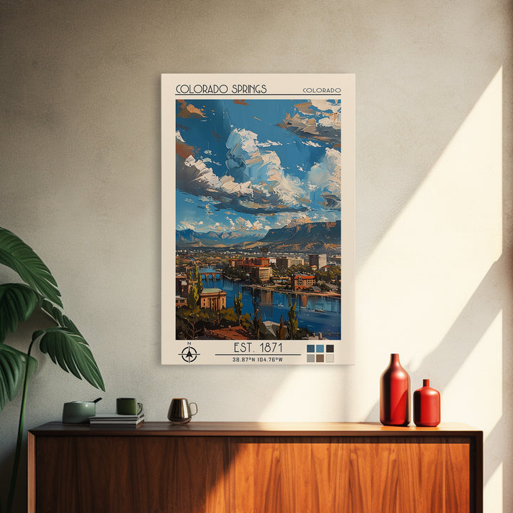 Colorado Springs Travel Poster, Canvas Print, City Art Print, Travel Wall Art, Colorful Wall Art, City Travel Poster, Retro Wall Art