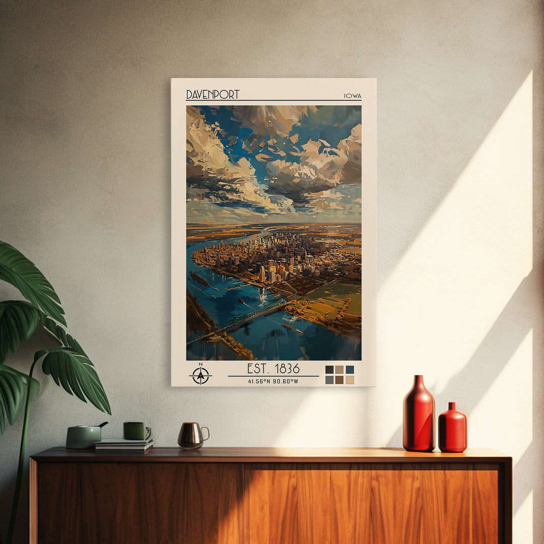 Davenport Travel Poster, Framed Canvas Print, Poster Print, Travel Wall Art, Retro Travel Poster, Wanderlust Gift, Minimalist Poster