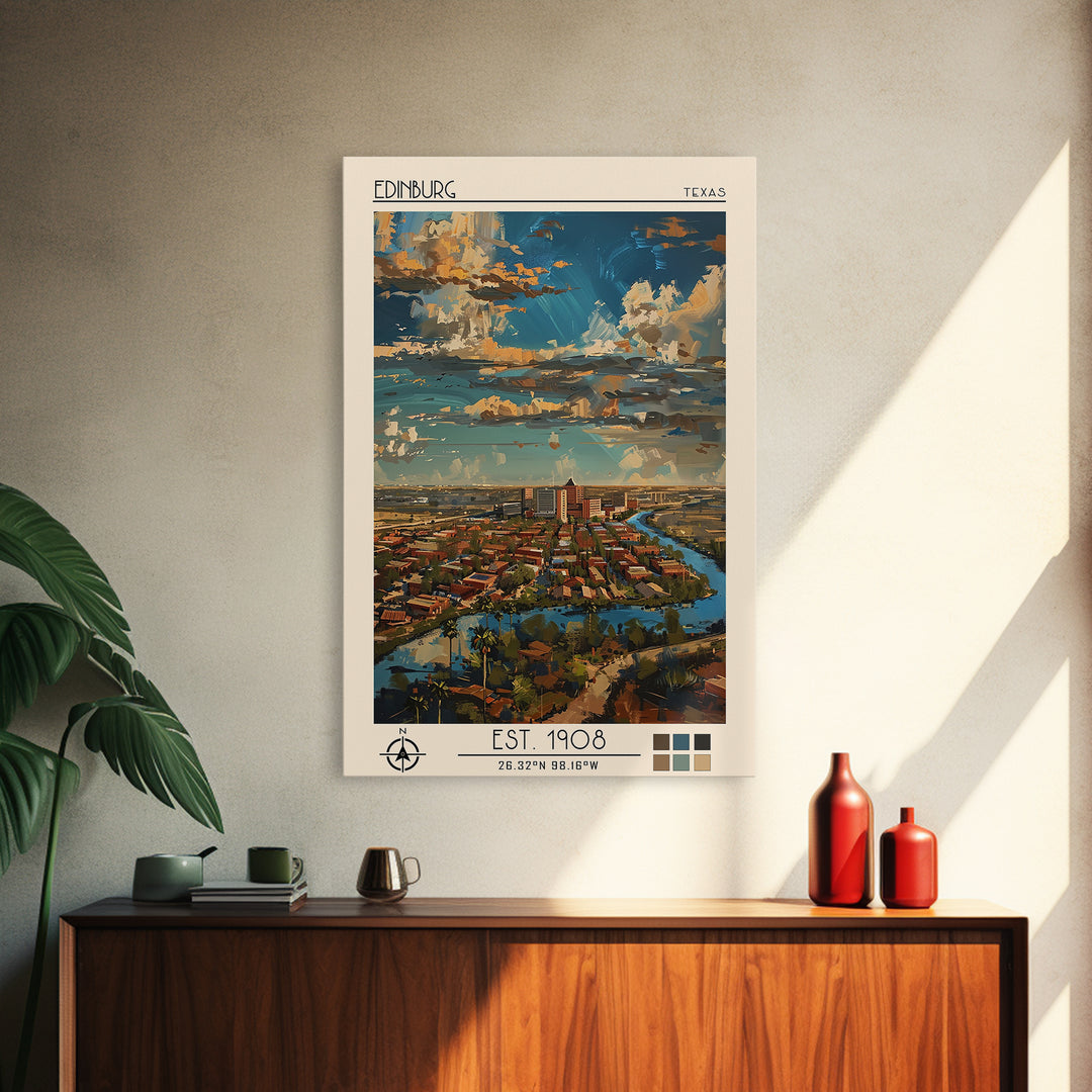 Edinburg Travel Poster, Framed Canvas Print, City Art Print, Travel Wall Art, Landscape Art, City Travel Poster, Vintage City Poster