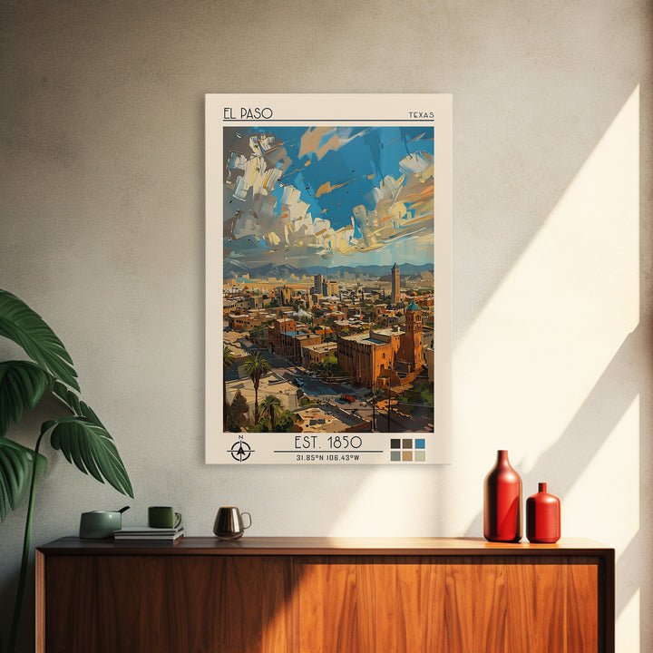El Paso Travel Poster, Canvas Print, City Travel Poster, Vintage City Poster, Vintage Travel Art, Living Room Wall Art, Poster Print