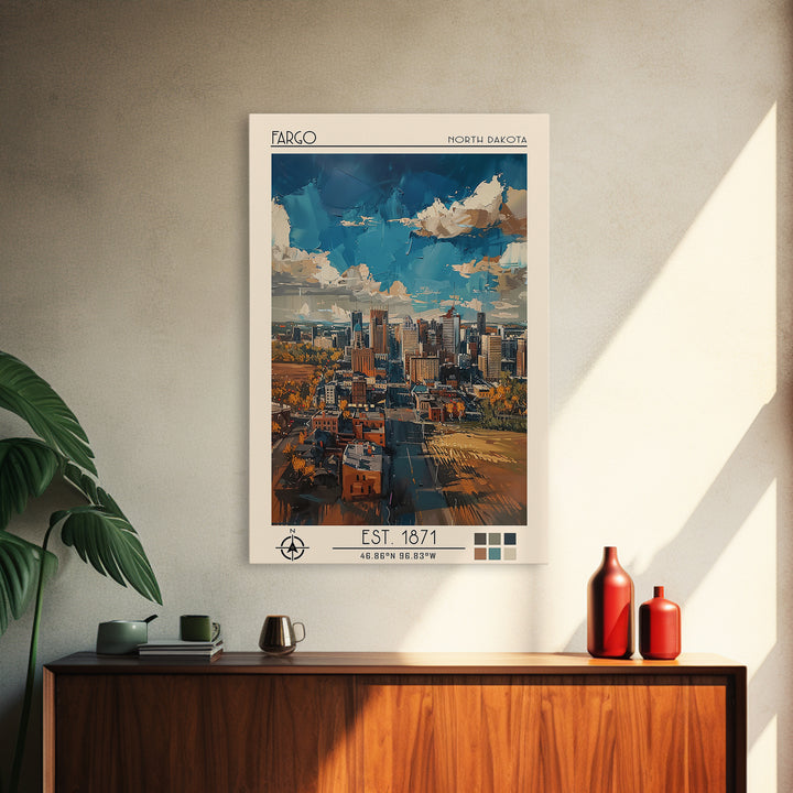 Fargo Travel Poster, Canvas Print, City Travel Poster, Travel Wall Art, Retro Wall Art, Gallery Wall Set, Travel Posters, Poster Art