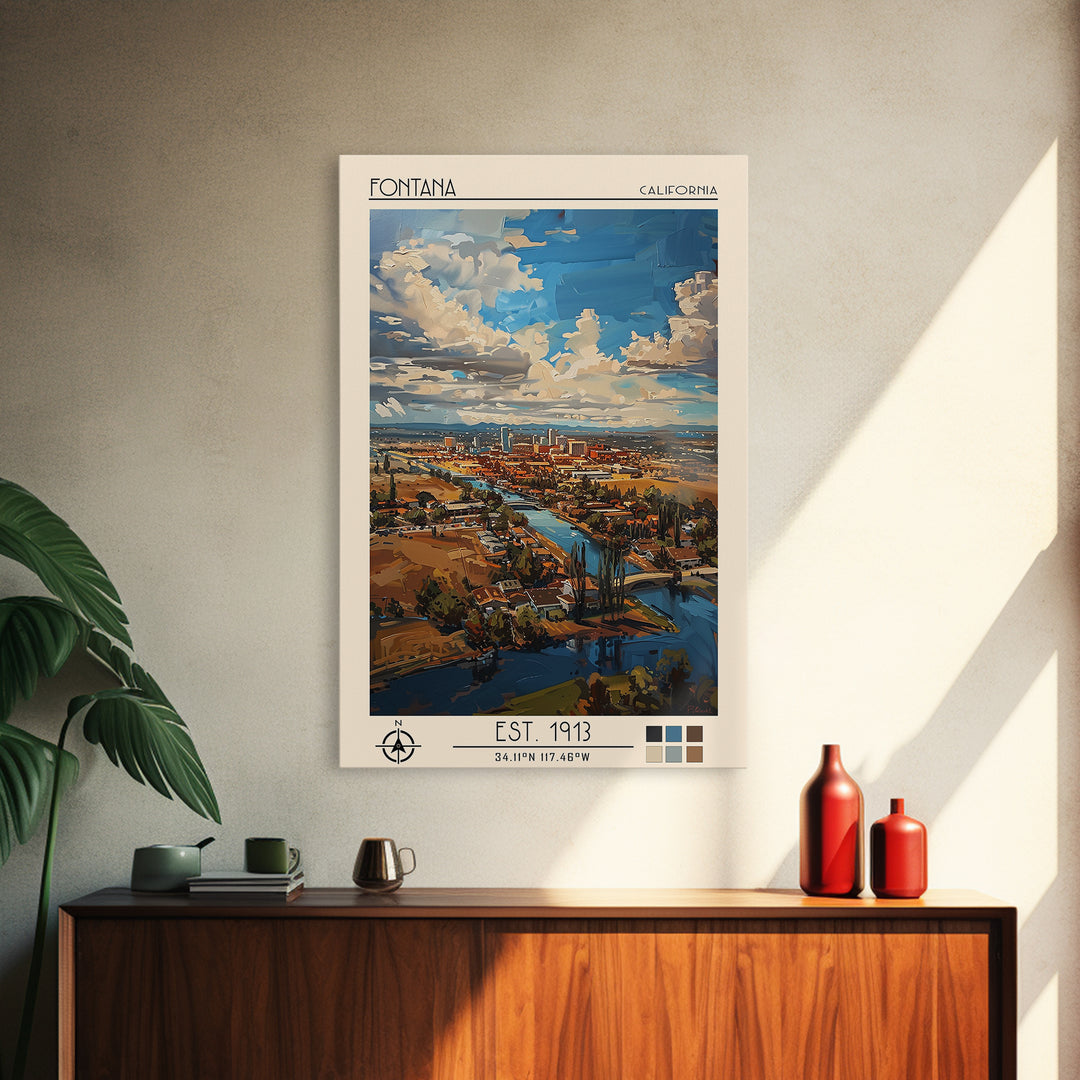 Fontana Travel Poster, Canvas Print, City Travel Poster, Vintage City Poster, City Art Print, Retro Travel Poster, City Illustration