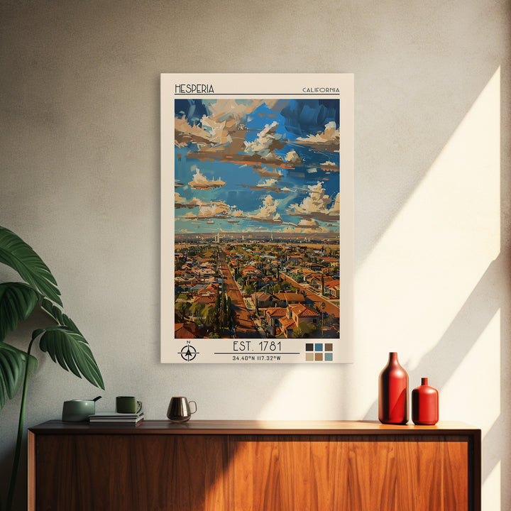 Hesperia Travel Poster, Canvas Print, City Art Print, Travel Wall Art, City Wall Art, Retro Wall Art, Travel Print, Gallery Wall Set