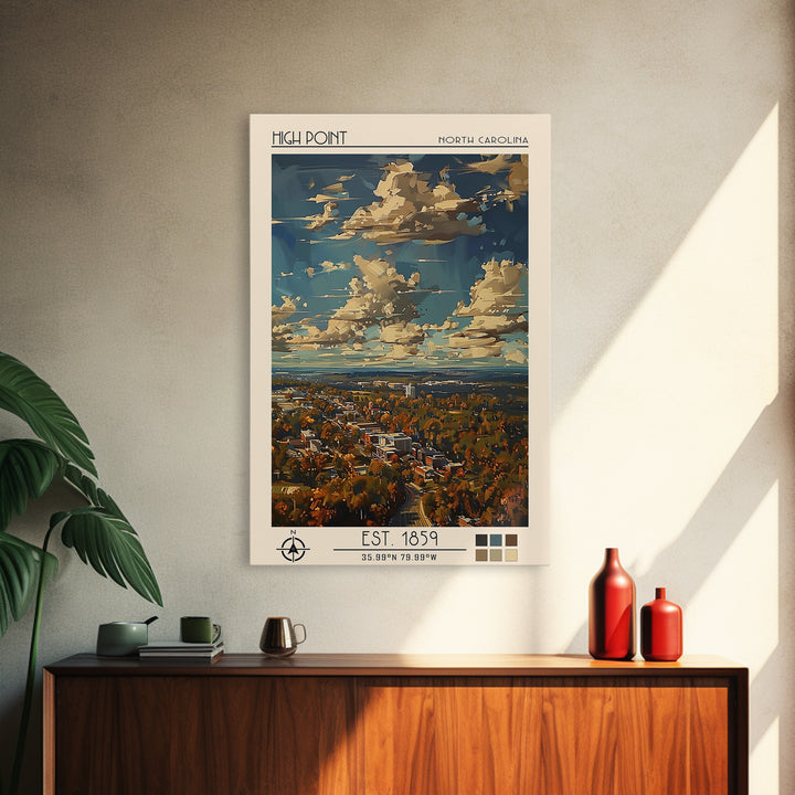 High Point Travel Poster, Canvas Print, Vintage Travel Print, City Wall Art, Living Room Wall Art, Vintage Posters, Gallery Wall Set