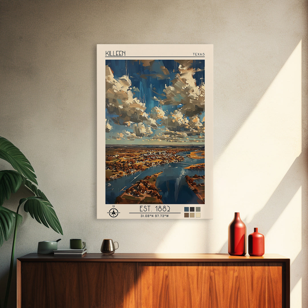 Killeen Travel Poster, Framed Canvas Print, City Travel Poster, Vintage City Poster, Retro Travel Poster, Poster Art, Vintage Travel