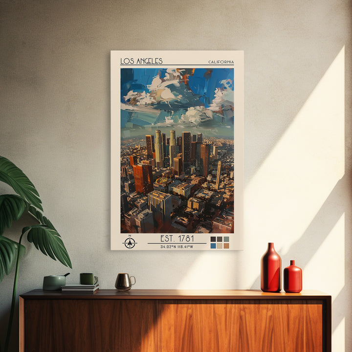 Los Angeles Travel Poster, Canvas Print, Retro Travel Poster, City Wall Art, Vintage Travel Art, Mid Century Wall Art, Travel Prints