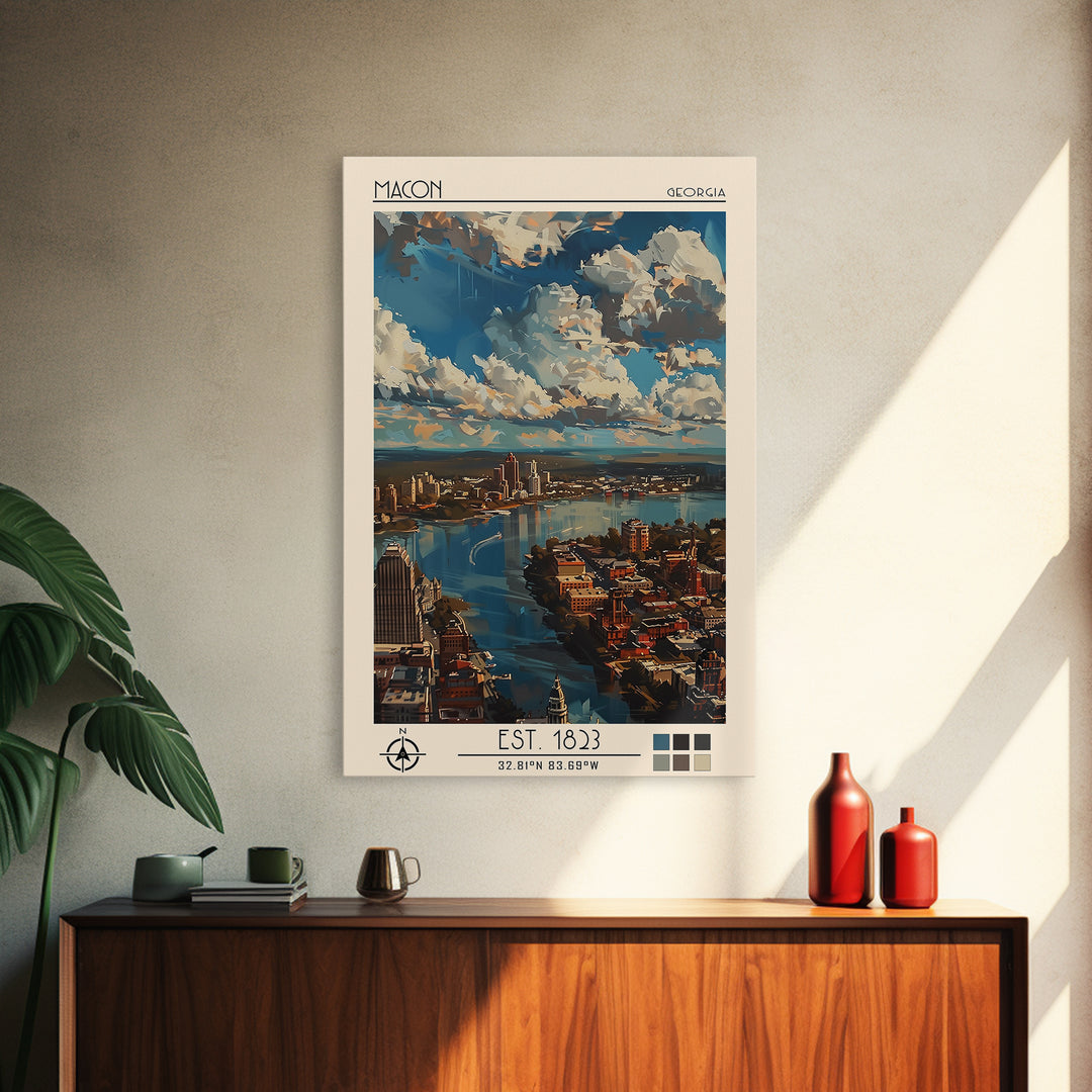 Macon Travel Poster, Canvas Print, Travel Wall Decor, Minimalist Poster, Modern Wall Decor, Poster Print, Travel Print, Travel Decor