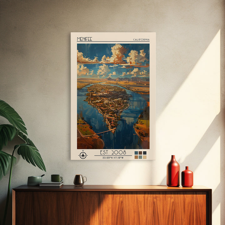 Menifee Travel Poster, Canvas Print, Travel Wall Decor, Minimalist Poster, City Wall Art, Poster Print, Modern Wall Decor, Art Print