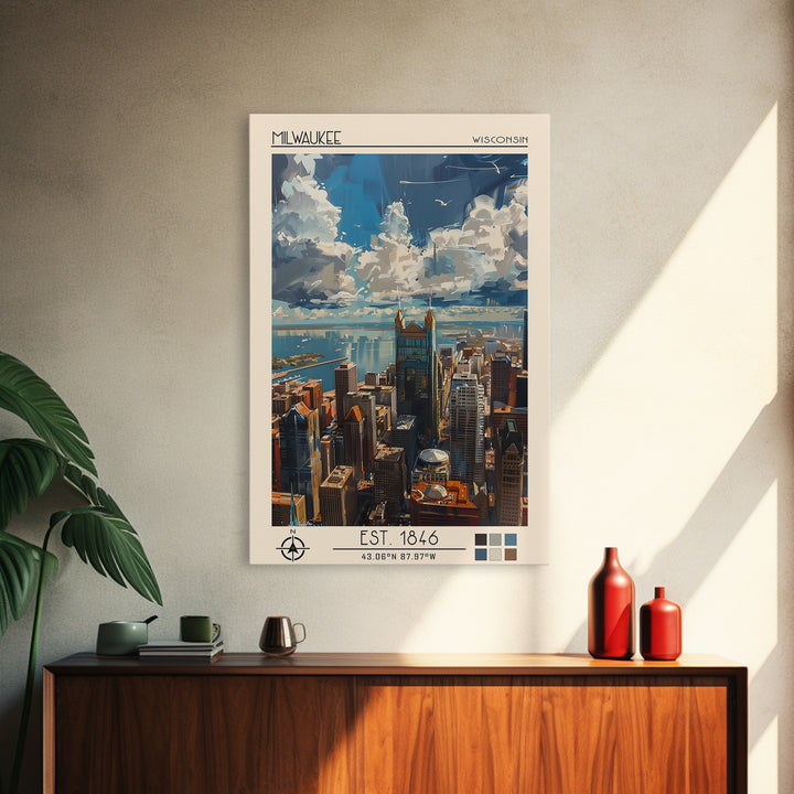 Milwaukee Travel Poster, Canvas Print, Travel Wall Art, City Wall Art, Vintage Travel Print, Retro Travel Print, Retro Travel Poster