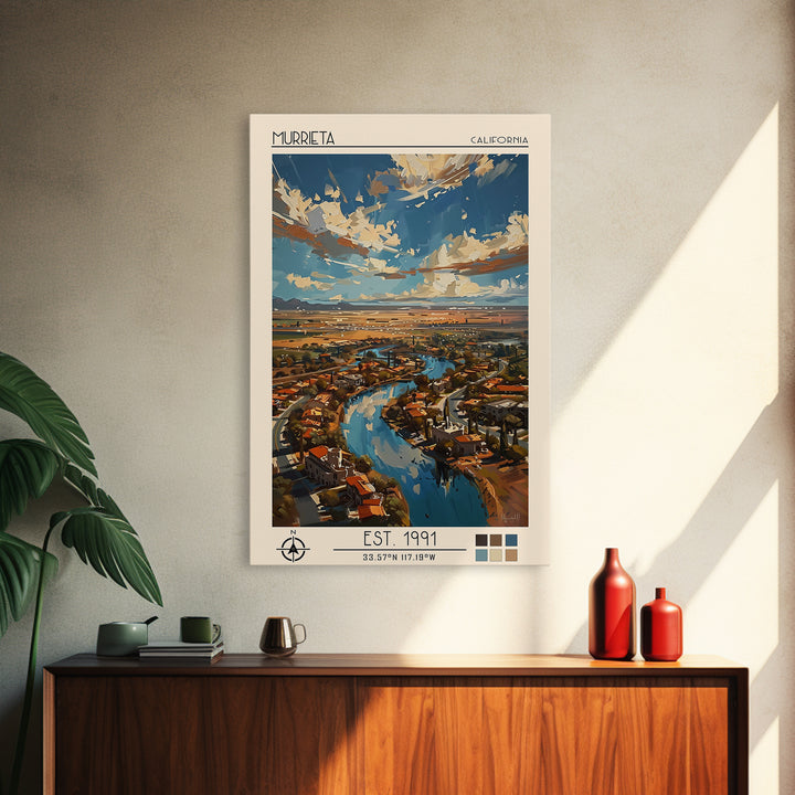 Murrieta Travel Poster, Canvas Print, Retro Wall Art, Travel Print, City Illustration, City Travel Poster, Art Print, Vintage Poster