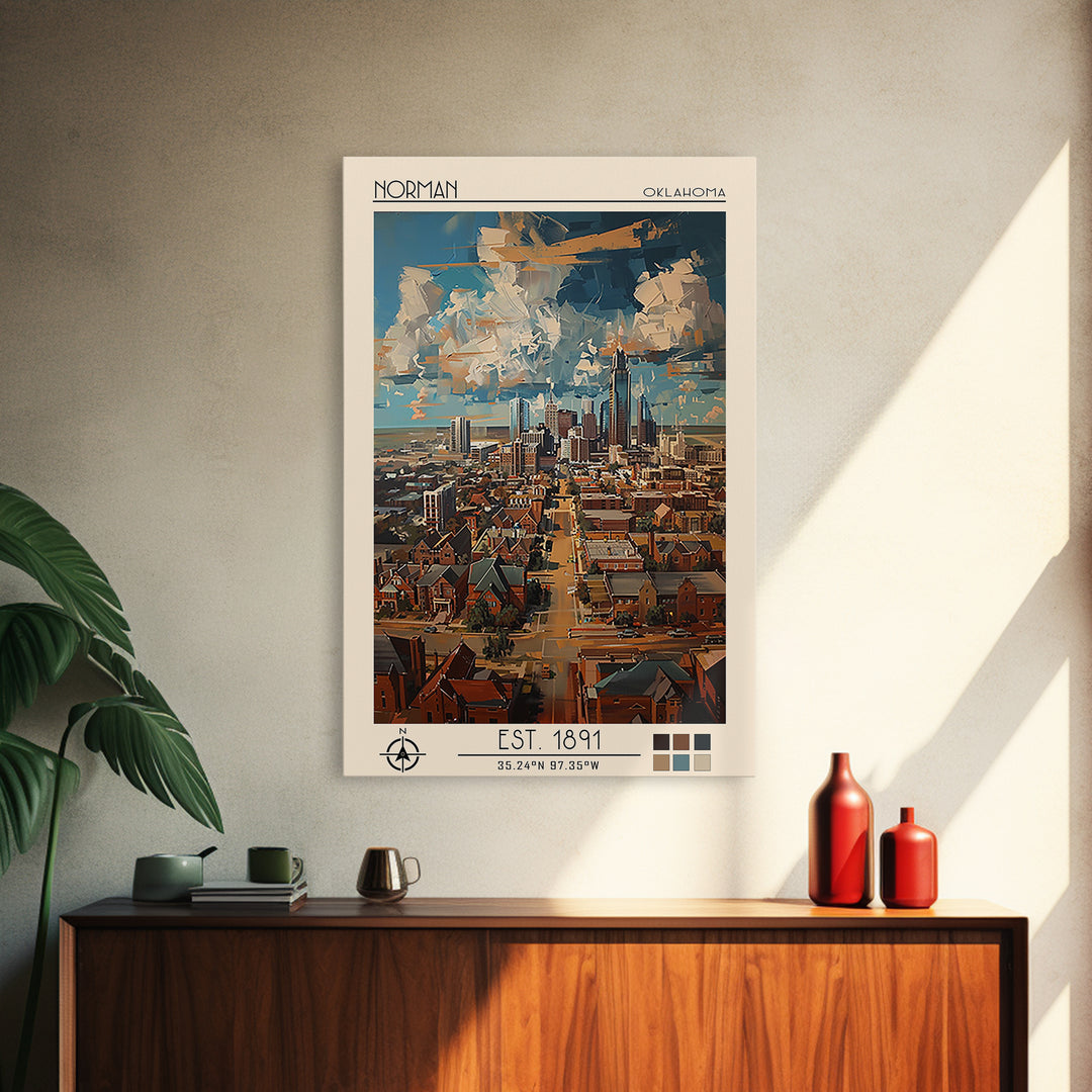 Norman Travel Poster, Framed Canvas Print, Vintage Travel Print, City Wall Art, Vintage Posters, Travel Wall Art, Retro Travel Print