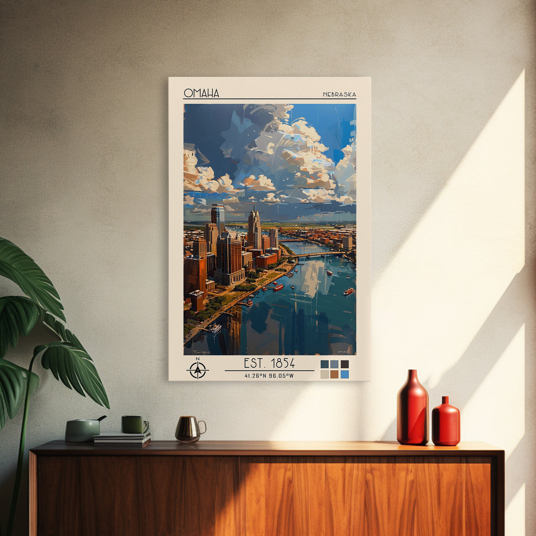 Omaha Travel Poster, Canvas Print, City Art Print, Travel Wall Art, Poster Print, Vintage Posters, City Travel Poster, Landscape Art
