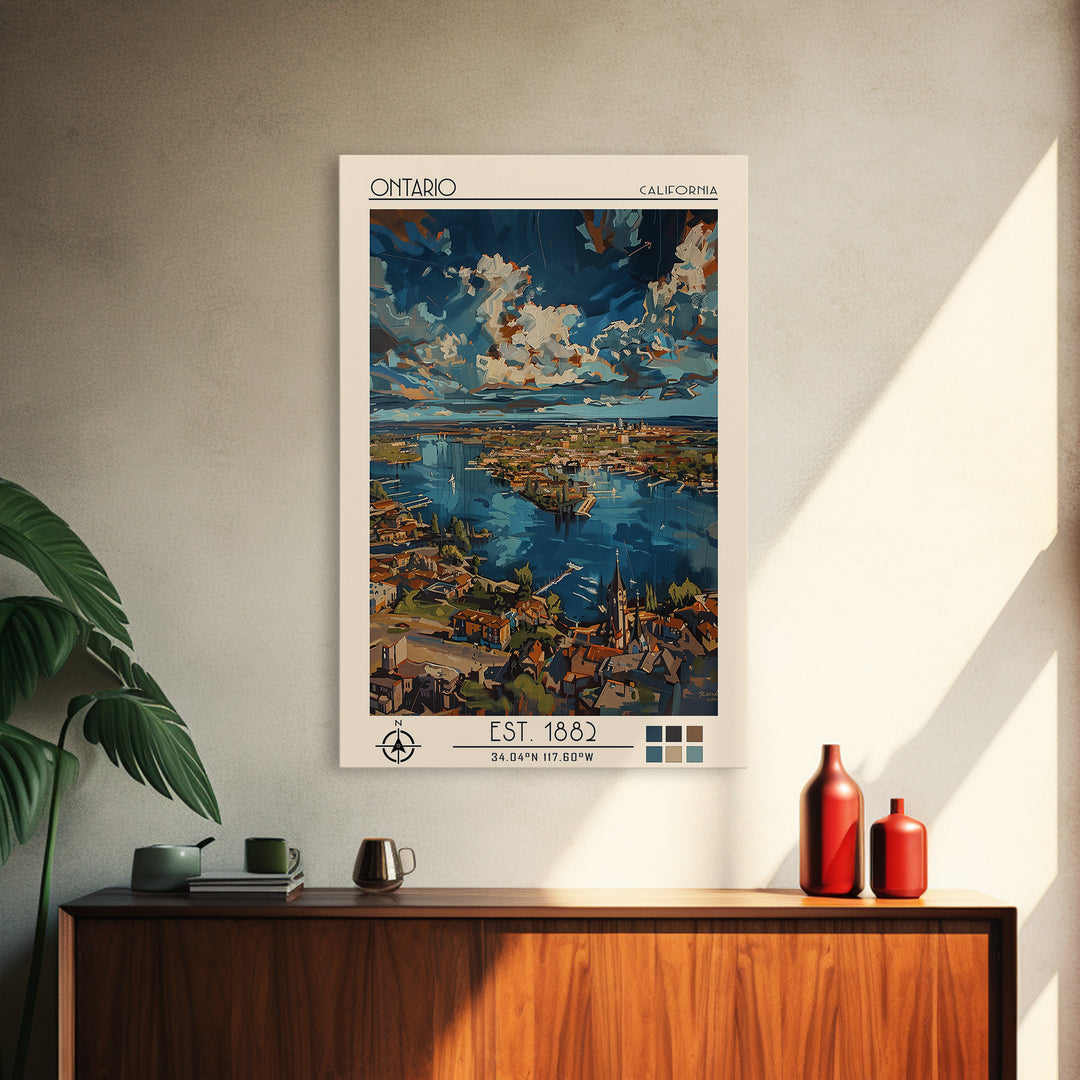 Ontario Travel Poster, Framed Canvas Print, Poster Print, Travel Wall Art, Art Print, Wall Art, Travel Wall Decor, City Illustration