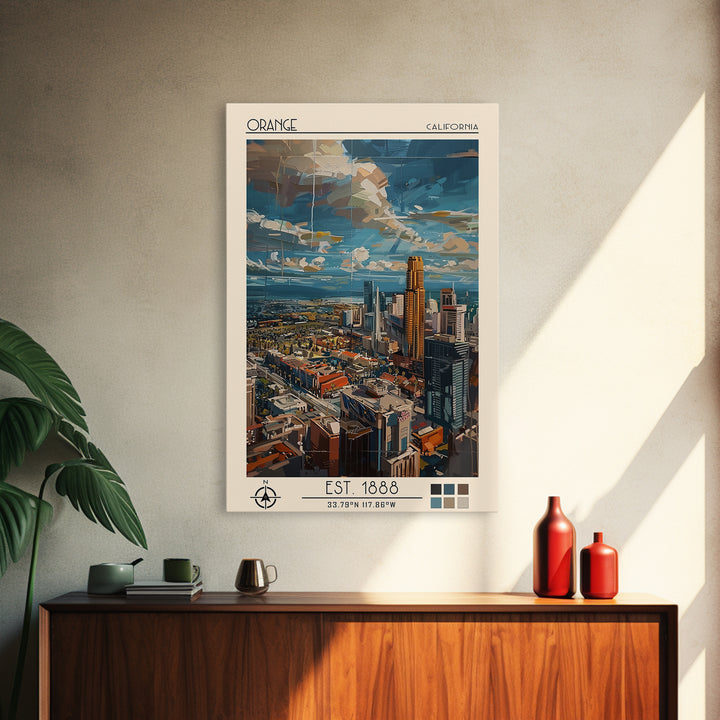 Orange Travel Poster, Canvas Print, Retro Travel Poster, City Wall Art, Vintage Travel, Travel Wall Art, Landscape Art, Poster Print