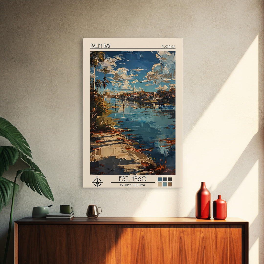 Palm Bay Travel Poster, Canvas Print, City Art Print, Travel Wall Art, Travel Prints, Minimalist Poster, Poster Art, Wanderlust Gift