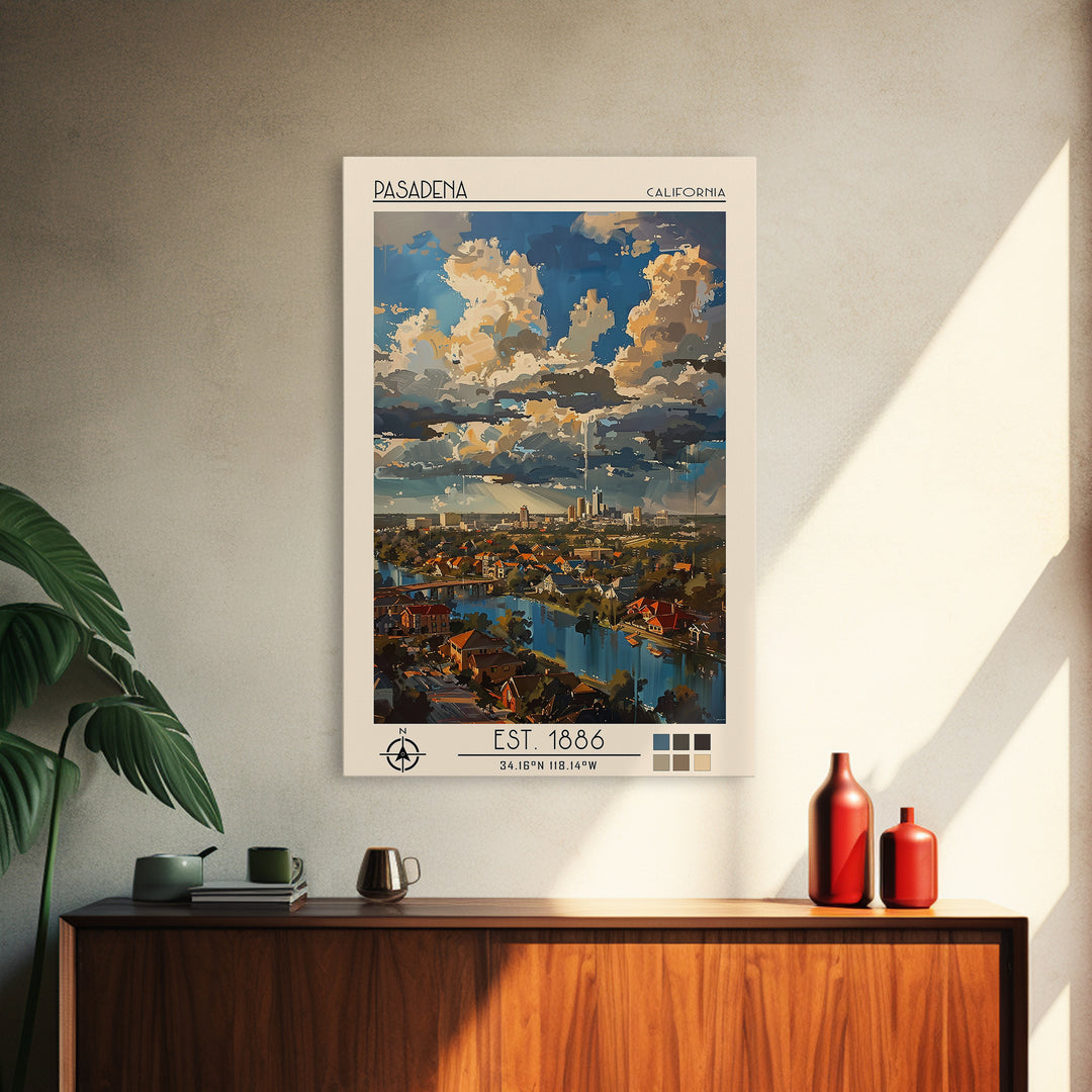 Pasadena Texas Travel Poster, Framed Canvas Print, Poster Print, Travel Wall Art, Retro Travel Poster, Art Print, City Travel Poster