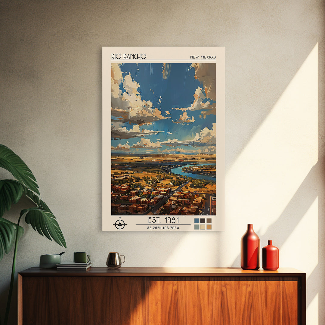 Rio Rancho Travel Poster, Framed Canvas Print, Travel Wall Decor, Minimalist Poster, Landscape Art, Travel Decor, City Travel Poster