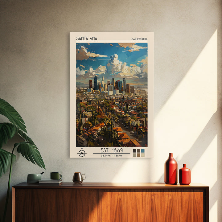 Santa Ana Travel Poster, Framed Canvas Print, City Art Print, Travel Wall Art, Wanderlust Gift, Vintage Travel Print, Vintage Poster