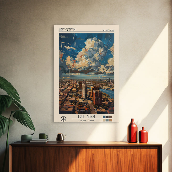 Stockton Travel Poster, Canvas Print, Travel Art Print, Modern Wall Decor, Travel Prints, City Wall Art, Landscape Art, Travel Decor