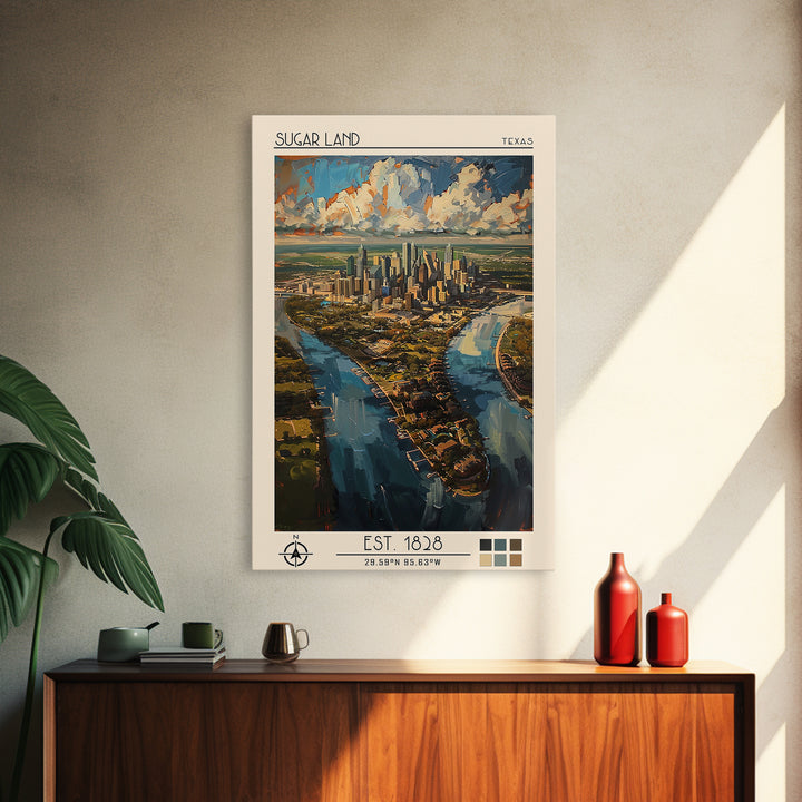 Sugar Land Travel Poster, Canvas Print, City Travel Poster, Travel Wall Decor, Art Print, Landscape Art, Travel Wall Art, Poster Art