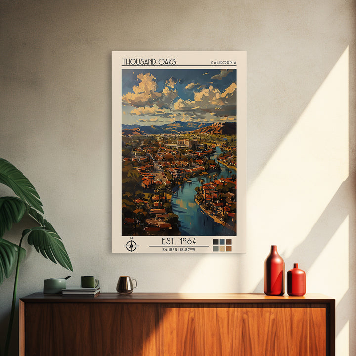 Thousand Oaks Travel Poster, Framed Canvas Print, City Travel Poster, Travel Wall Art, Landscape Art, Travel Posters, Vintage Poster