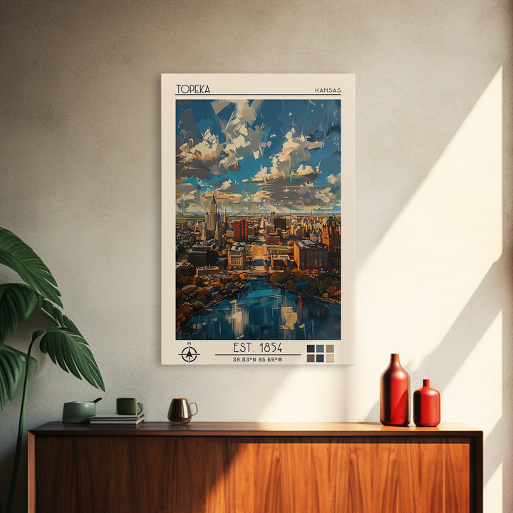 Topeka Travel Poster, Framed Canvas Print, City Travel Poster, Travel Wall Decor, Fine Art Print, Poster Art, Wall Art, Travel Print