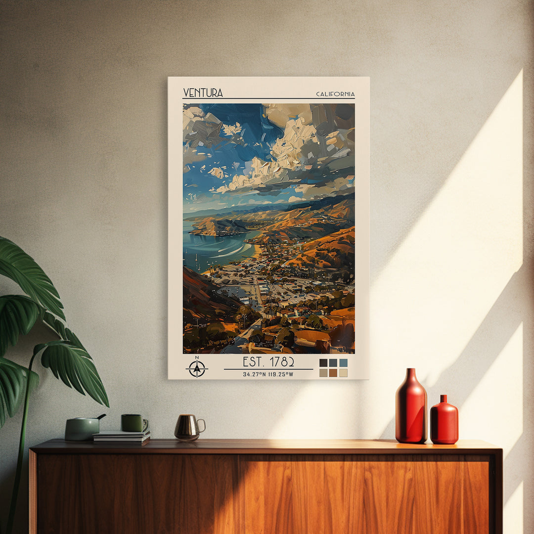 Ventura Travel Poster, Canvas Print, Travel Wall Decor, Minimalist Poster, Travel Art Print, Home Office Decor, Living Room Wall Art