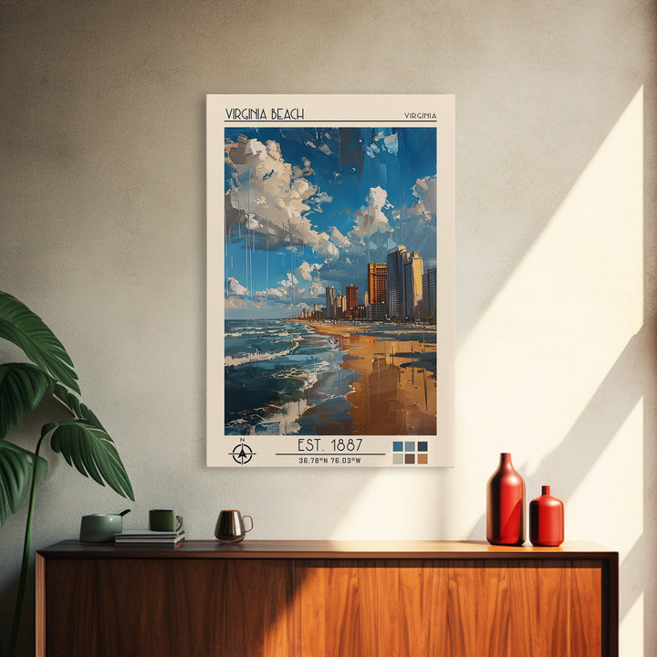 Virginia Beach Travel Poster, Canvas Print, City Art Print, Travel Wall Art, Vintage Poster, City Travel Poster, Vintage City Poster