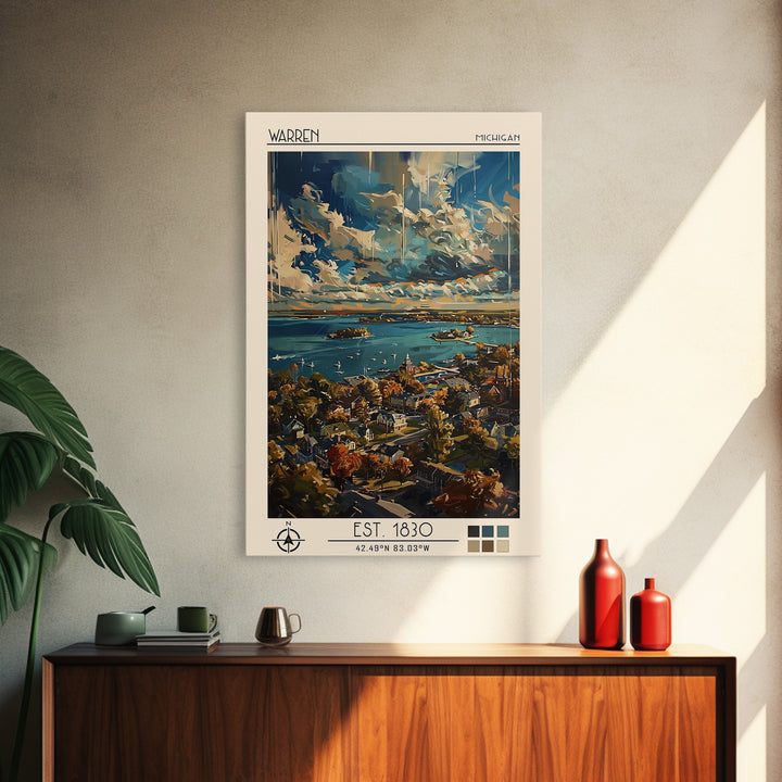 Warren Travel Poster, Framed Canvas Print, Retro Wall Art, Travel Print, Poster Art, Wanderlust Gift, Travel Decor, Gallery Wall Set