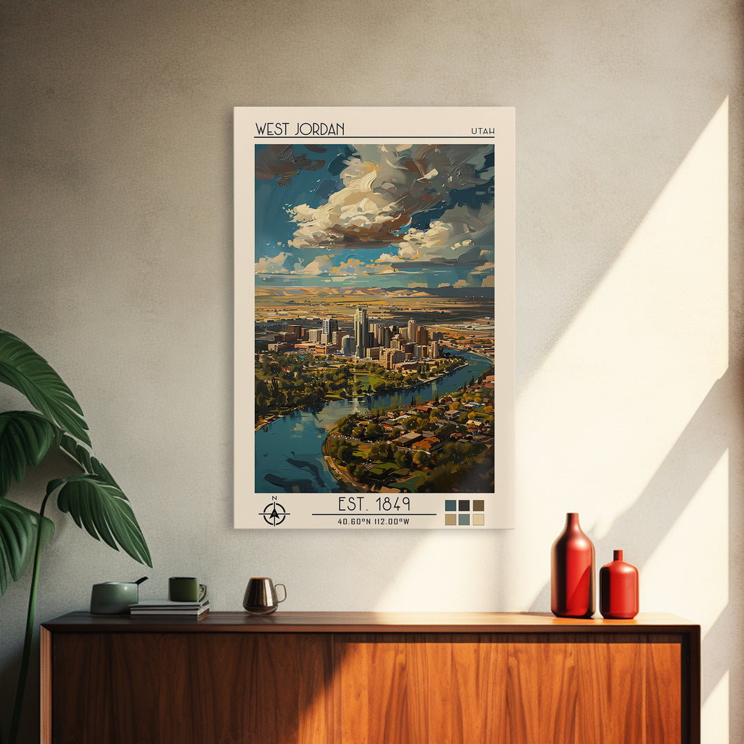 West Jordan Travel Poster, Canvas Print, City Travel Poster, Travel Wall Art, Travel Print, Travel Posters, Vintage Poster, Wall Art