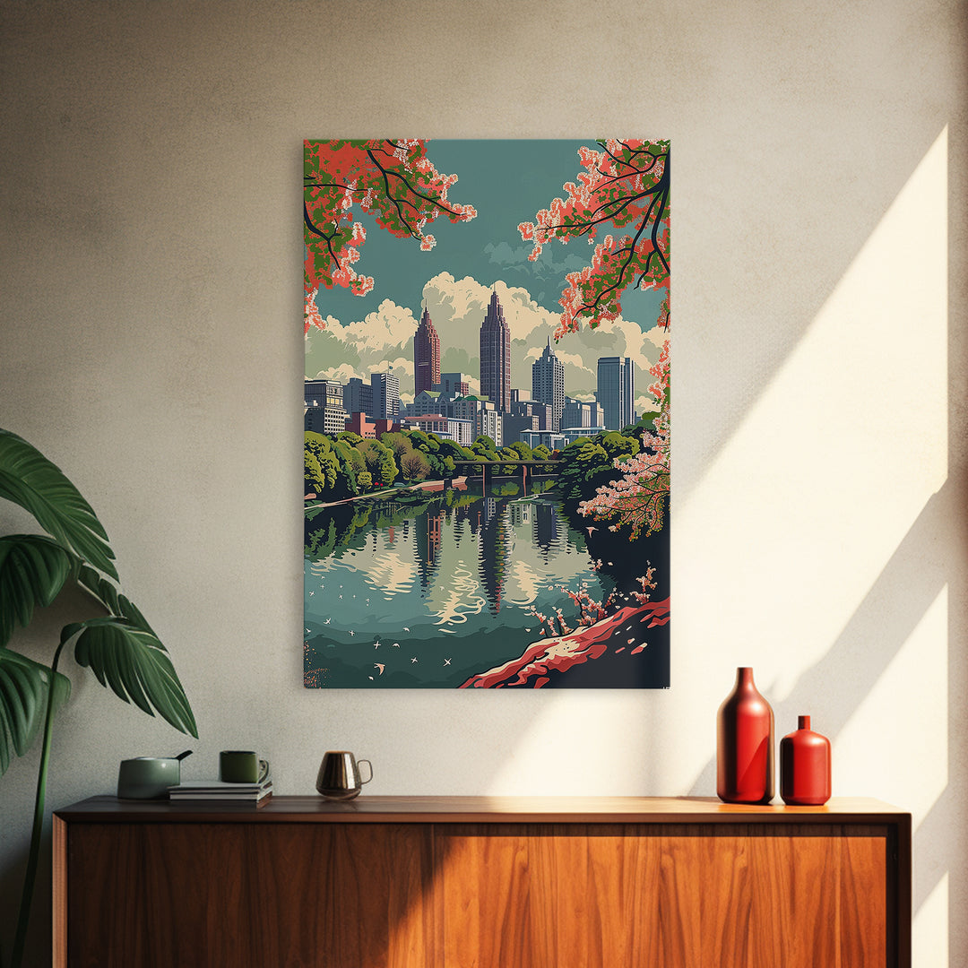 Atlanta Travel Poster, Framed Canvas Print, City Travel Poster, Travel Wall Decor, Travel Decor, Retro Travel Poster, Fine Art Print