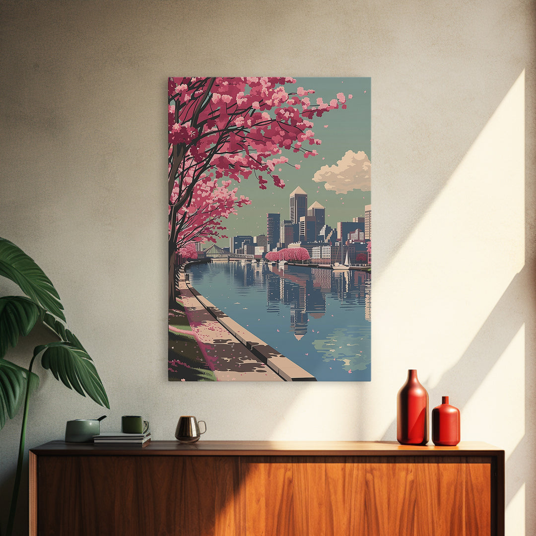 Baltimore Travel Poster, Framed Canvas Print, Retro Wall Art, Travel Print, Wall Art, Home Office Decor, Travel Decor, Travel Prints