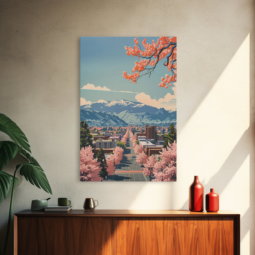 Boulder Travel Poster, Framed Canvas Print, Retro Wall Art, Travel Print, Modern Wall Decor, Travel Wall Decor, Living Room Wall Art