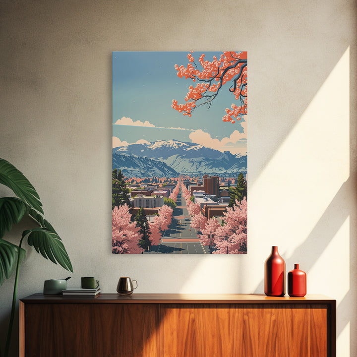 Boulder Travel Poster, Framed Canvas Print, Retro Wall Art, Travel Print, Modern Wall Decor, Travel Wall Decor, Living Room Wall Art