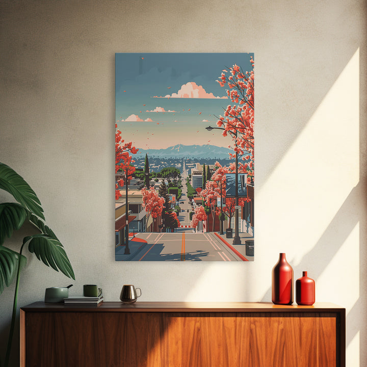 Burbank Travel Poster, Canvas Print, Travel Prints, Landscape Art, Home Decor, City Wall Art, Travel Wall Decor, Retro Travel Poster