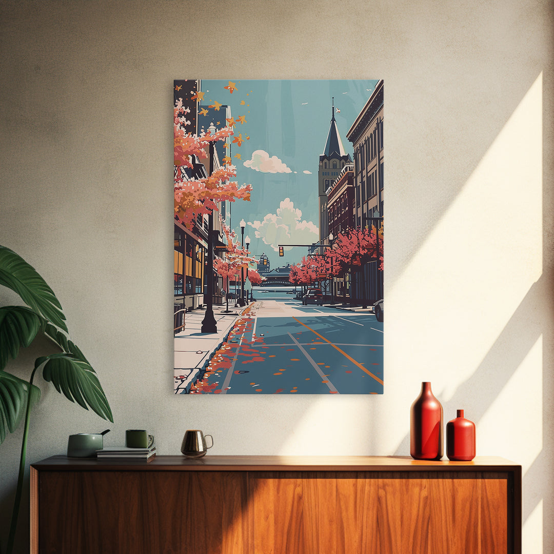 Cedar Rapids Travel Poster, Canvas Print, Travel Wall Art, City Wall Art, Minimalist Poster, City Illustration, Living Room Wall Art