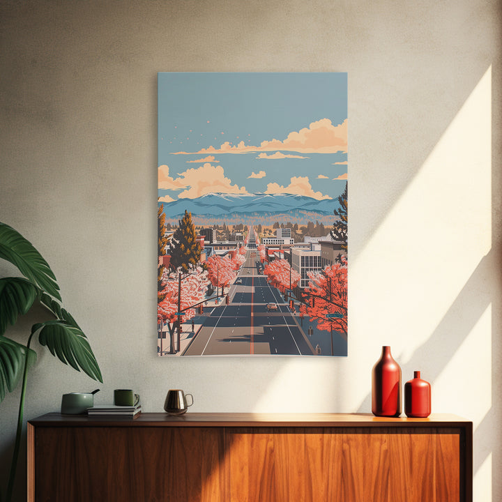 Chico Travel Poster, Framed Canvas Print, City Travel Poster, Travel Wall Art, Modern Wall Decor, Poster Print, Living Room Wall Art