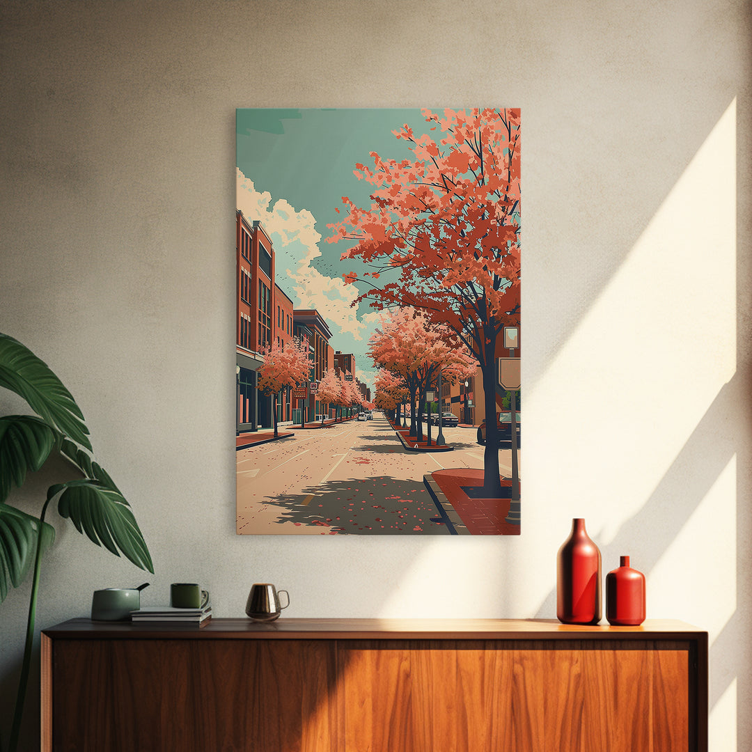 Clarksville Travel Poster, Framed Canvas Print, Travel Prints, Landscape Art, Mid Century Wall Art, Retro Wall Art, Gallery Wall Set